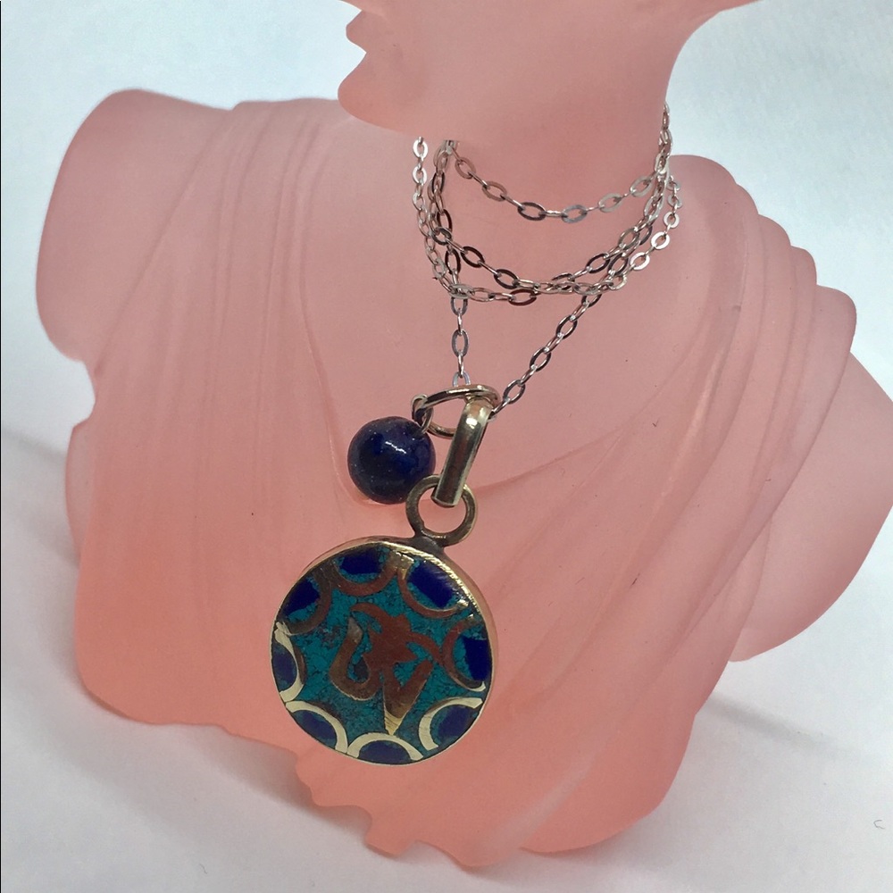 All about natural stone Lapis om Silver Necklace